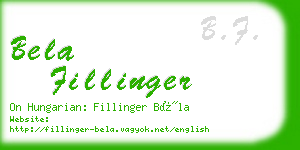 bela fillinger business card